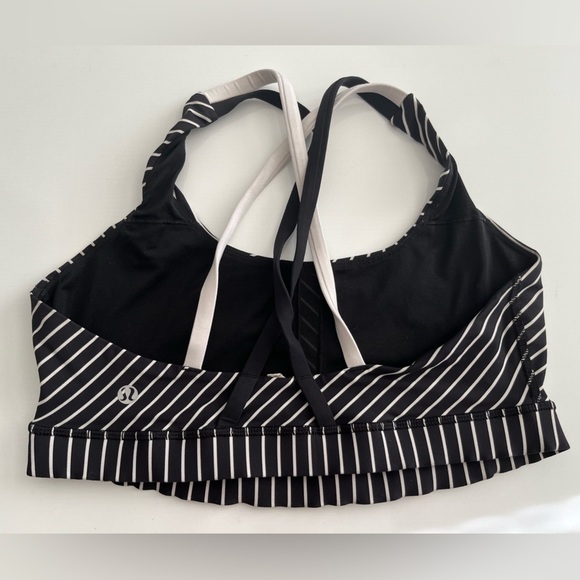 lululemon athletica energy Black and White Striped Sports Bra - Picture 2 of 4